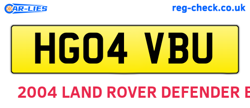 HG04VBU are the vehicle registration plates.