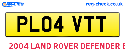 PL04VTT are the vehicle registration plates.