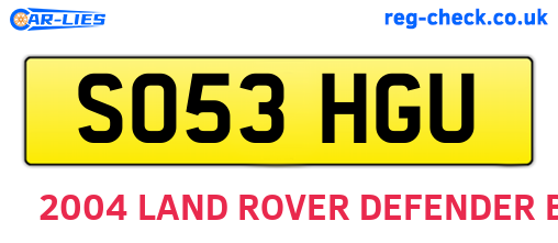 SO53HGU are the vehicle registration plates.
