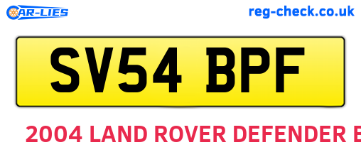 SV54BPF are the vehicle registration plates.