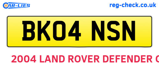 BK04NSN are the vehicle registration plates.