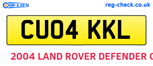 CU04KKL are the vehicle registration plates.