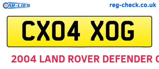 CX04XOG are the vehicle registration plates.