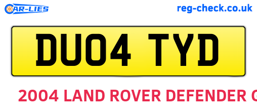 DU04TYD are the vehicle registration plates.