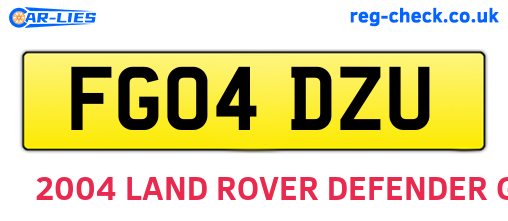 FG04DZU are the vehicle registration plates.