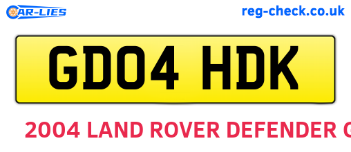 GD04HDK are the vehicle registration plates.