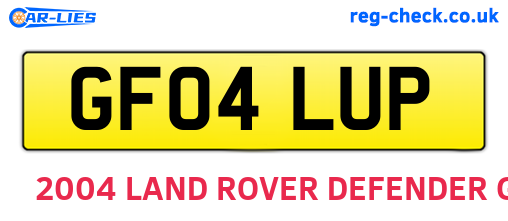 GF04LUP are the vehicle registration plates.