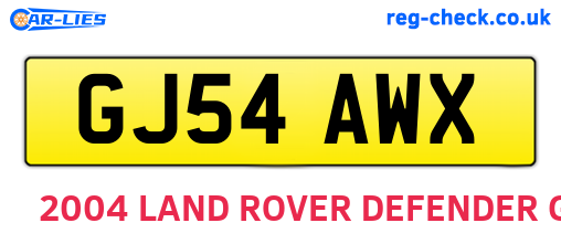 GJ54AWX are the vehicle registration plates.
