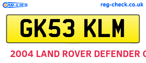 GK53KLM are the vehicle registration plates.