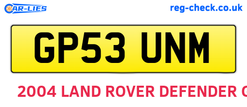 GP53UNM are the vehicle registration plates.