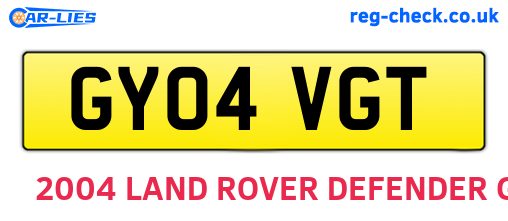 GY04VGT are the vehicle registration plates.