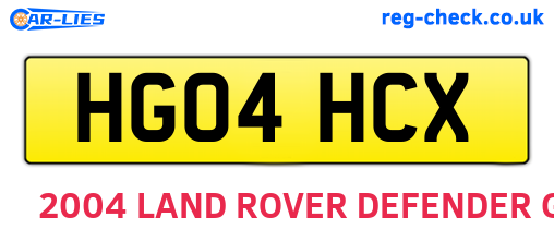 HG04HCX are the vehicle registration plates.