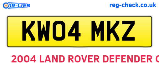 KW04MKZ are the vehicle registration plates.