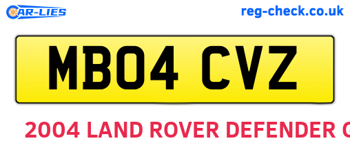 MB04CVZ are the vehicle registration plates.