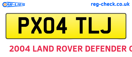 PX04TLJ are the vehicle registration plates.