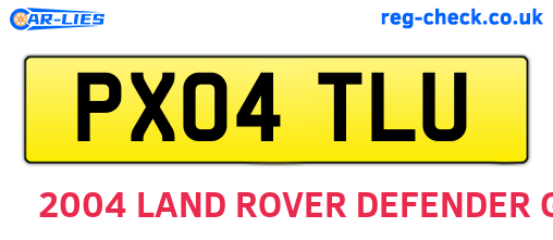 PX04TLU are the vehicle registration plates.