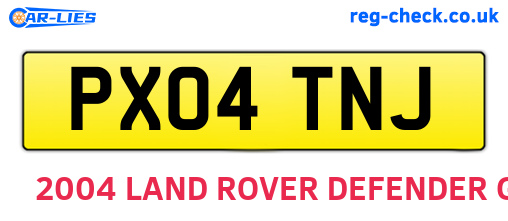 PX04TNJ are the vehicle registration plates.