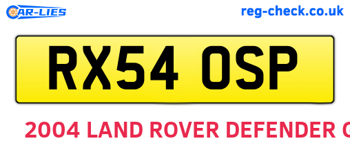 RX54OSP are the vehicle registration plates.