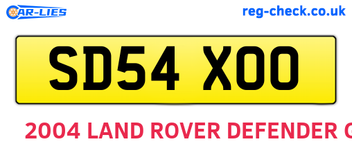 SD54XOO are the vehicle registration plates.