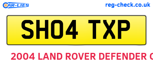 SH04TXP are the vehicle registration plates.