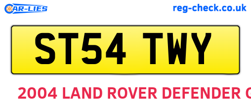 ST54TWY are the vehicle registration plates.