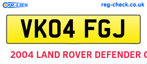 VK04FGJ are the vehicle registration plates.