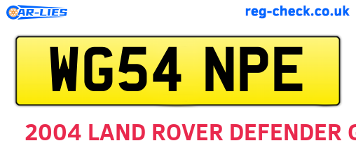 WG54NPE are the vehicle registration plates.