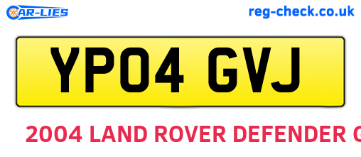 YP04GVJ are the vehicle registration plates.