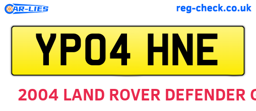YP04HNE are the vehicle registration plates.