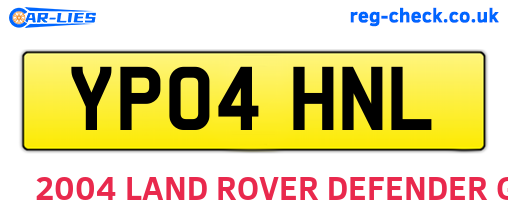 YP04HNL are the vehicle registration plates.