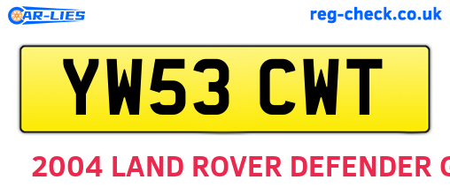 YW53CWT are the vehicle registration plates.