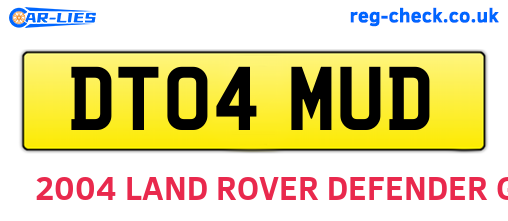 DT04MUD are the vehicle registration plates.