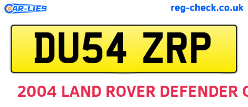 DU54ZRP are the vehicle registration plates.