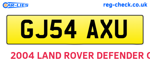 GJ54AXU are the vehicle registration plates.