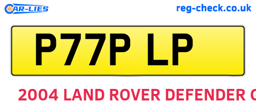 P77PLP are the vehicle registration plates.