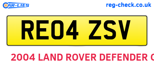 RE04ZSV are the vehicle registration plates.