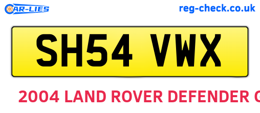 SH54VWX are the vehicle registration plates.