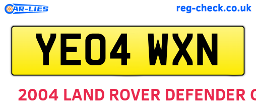 YE04WXN are the vehicle registration plates.
