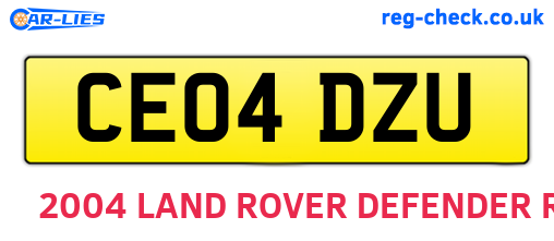 CE04DZU are the vehicle registration plates.