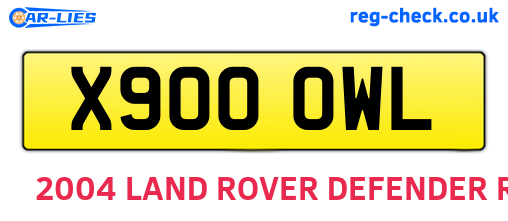 X900OWL are the vehicle registration plates.