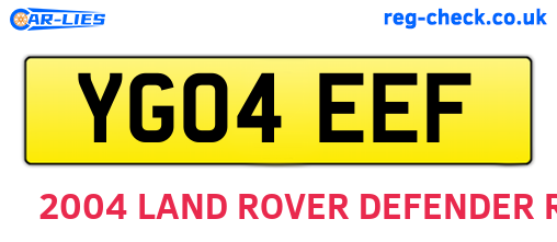 YG04EEF are the vehicle registration plates.