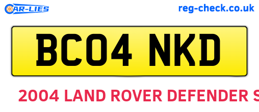 BC04NKD are the vehicle registration plates.