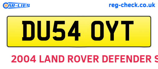 DU54OYT are the vehicle registration plates.