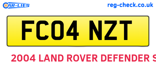FC04NZT are the vehicle registration plates.