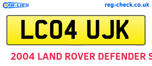 LC04UJK are the vehicle registration plates.