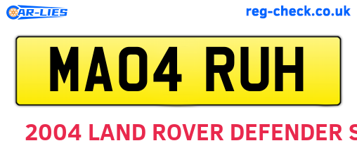 MA04RUH are the vehicle registration plates.