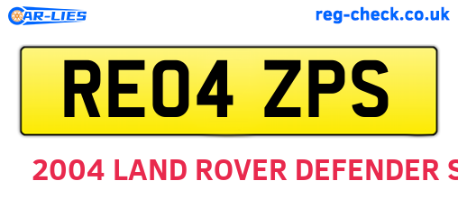 RE04ZPS are the vehicle registration plates.