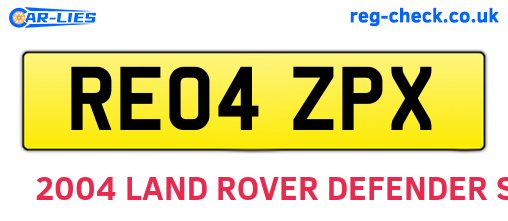 RE04ZPX are the vehicle registration plates.