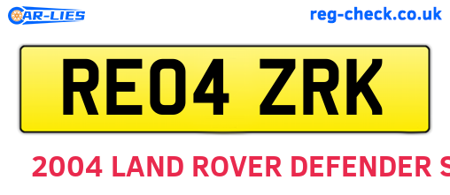 RE04ZRK are the vehicle registration plates.
