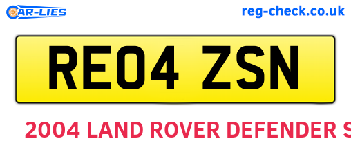 RE04ZSN are the vehicle registration plates.
